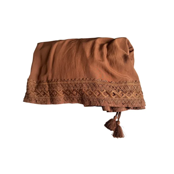 Scarlet Darkness Ren Faire Maxi Skirt with Tassel Tie & Lace Hem Brown(S) - Image 5