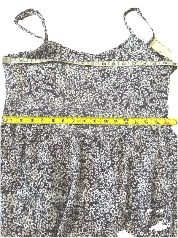 Kiwi + Punch Boho Floral Babydoll Mini Dress Lace Up Back Misty Plum Small NWT - Image 8