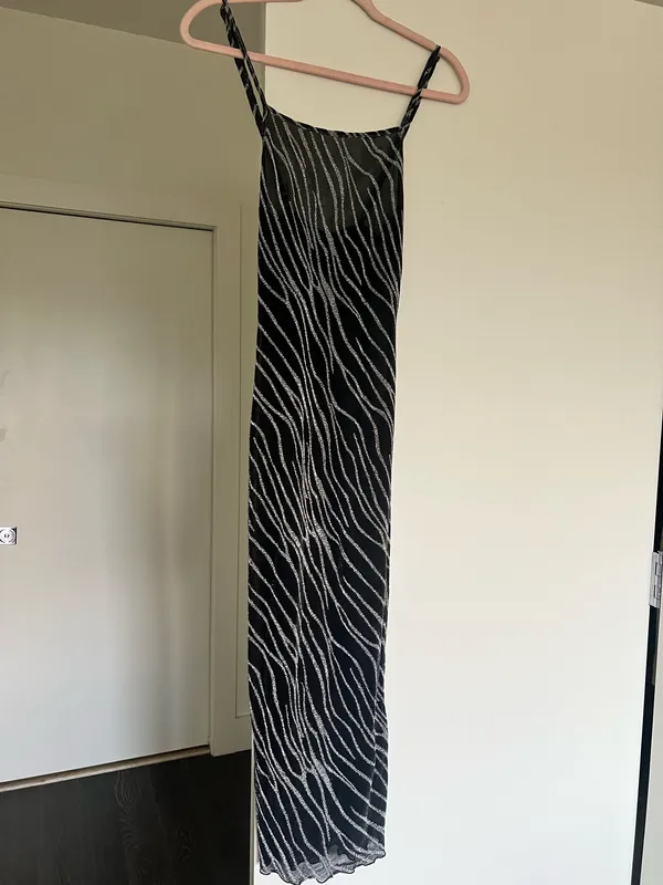 Black Midi Dress with Silver Size XS - Image 2