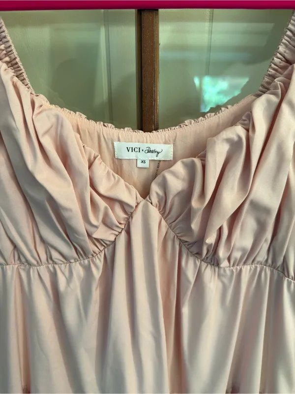 Vici Tru Tiered Ruffle Maxi Dress Flowy Light Pink Peach Size XS Feminine - Image 7