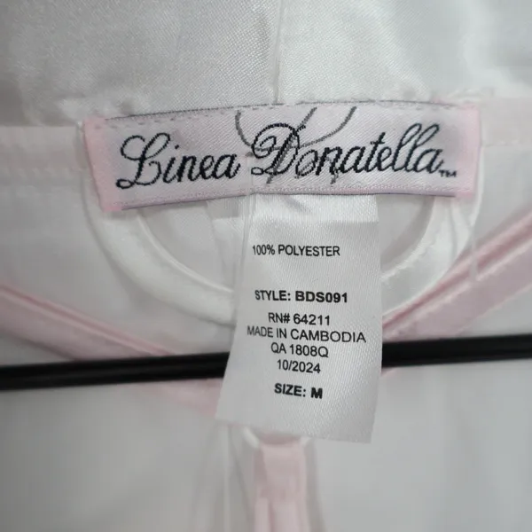 Linea Donatella Bride Satin Wrap Robe Set Women M Beige Pink Tie Waist Sleepwear - Image 5