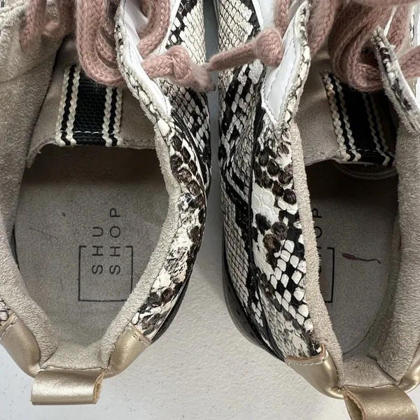 Shu Shop Women's 7 Sneaker Paulina In Natural Snake Print Distressed Suede Upper - Image 8