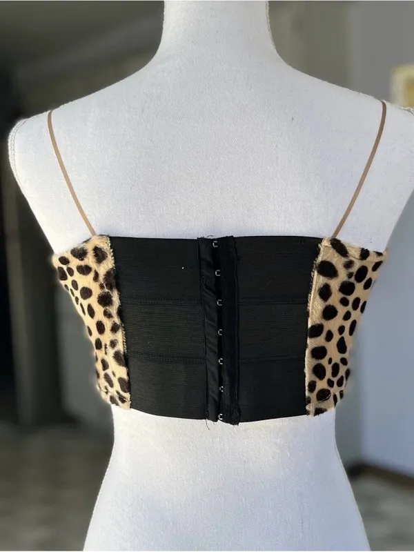OLM Urban Outfitters Velvet Leopard Bustier Corset Top Small - Image 2