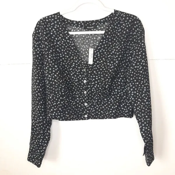 NWT Madewell Rosalind Floral Cropped Button Top L - Image 7
