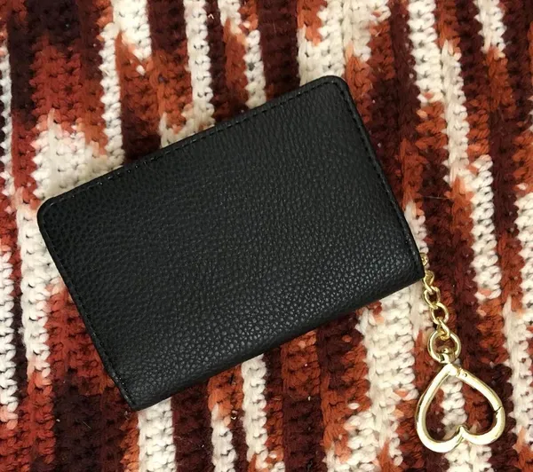 NWOT Juicy Couture Monogram Black Gold Wallet Coin Purse Cardholder Pouch w/ heart charm gold tone Measurement in pics New, no tags - Image 3