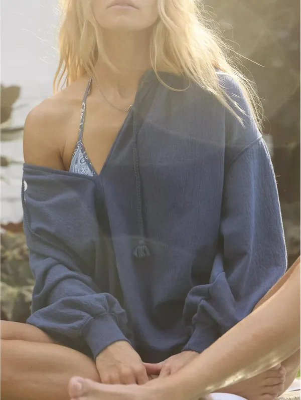 AE Aerie Easy Street Sweatshirt American Eagle NWT Fresh Bright Blue XS - Image 7