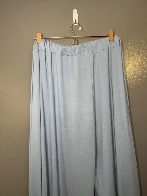 FP Beach Skirt Womens Medium Blue Jersey Maxi Elastic Waist Flowy Boho Casual - Image 7