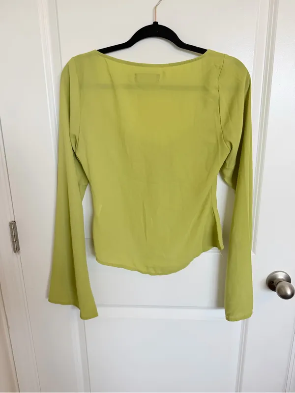 White Fox Tie Front Sheer Blouse Small - Image 5