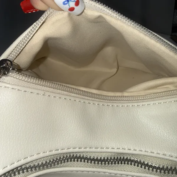 Anthropologie Urban Originals Boho White Luna Crossbody Slouchy Crescent Bag - Image 16