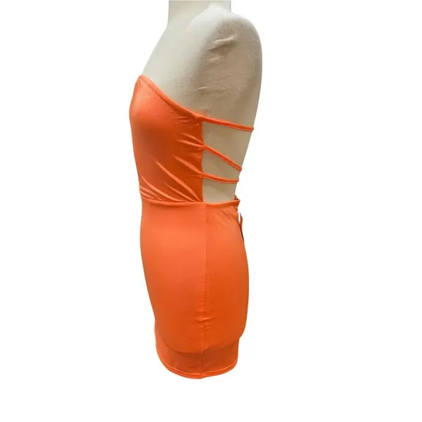 Revolve Superdown stretch Strapless Tube Dress XXS Strappy Open Back Orange NWT - Image 7