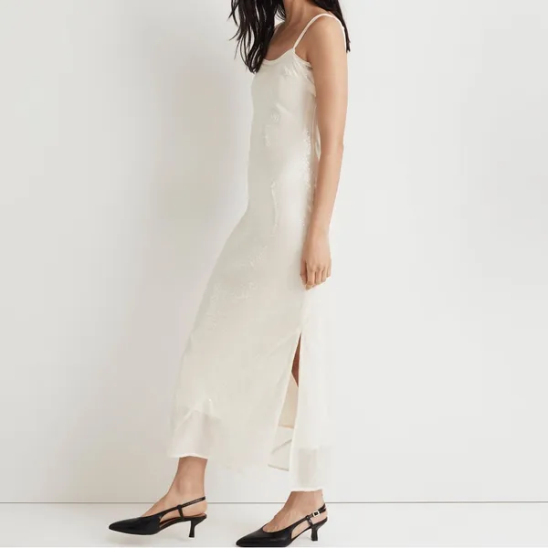 Madewell x Aimee Song Alabaster Sequin Slip Maxi Dress – Elegant Party Gown - Image 3