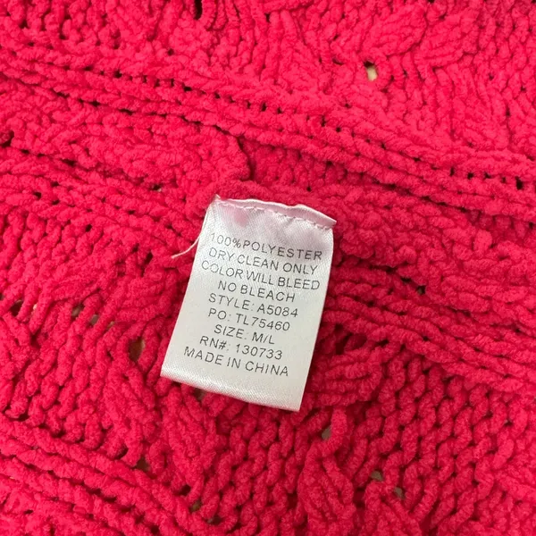 Umgee Magenta Pink Cable Knit Open Front Cardigan Sweater‎ M/L Chunky Oversized - Image 8