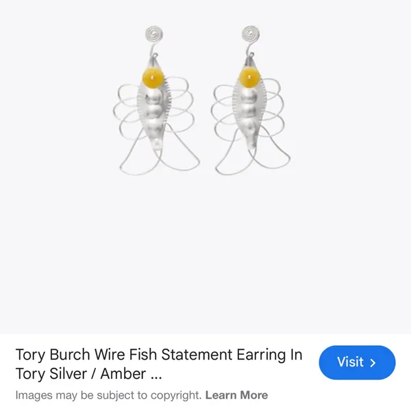 Tory Burch Silver Earrings with Yellow Accent Beads - Image 6