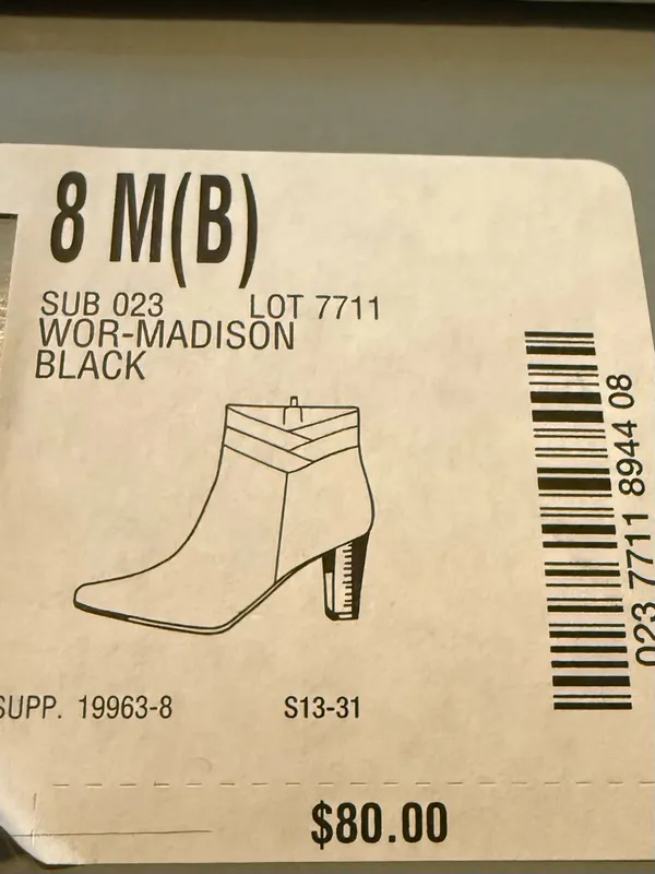 Worthington Madison Black Vegan Leather Block Heel Side Zip Ankle Booties 8 NIB - Image 8