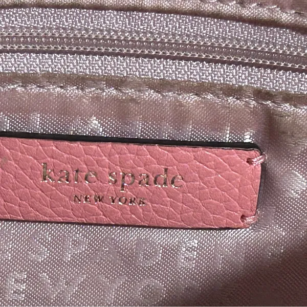 Pink Kate Spade Tote Bag with Pink Lining zip closure - Image 9