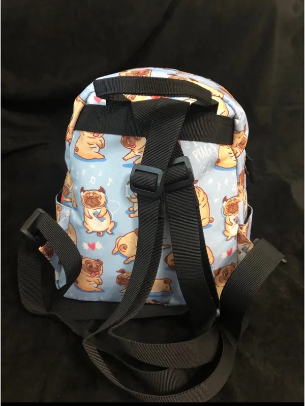 Pug Backpack Purse and Makeup Bag Blue - Image 5