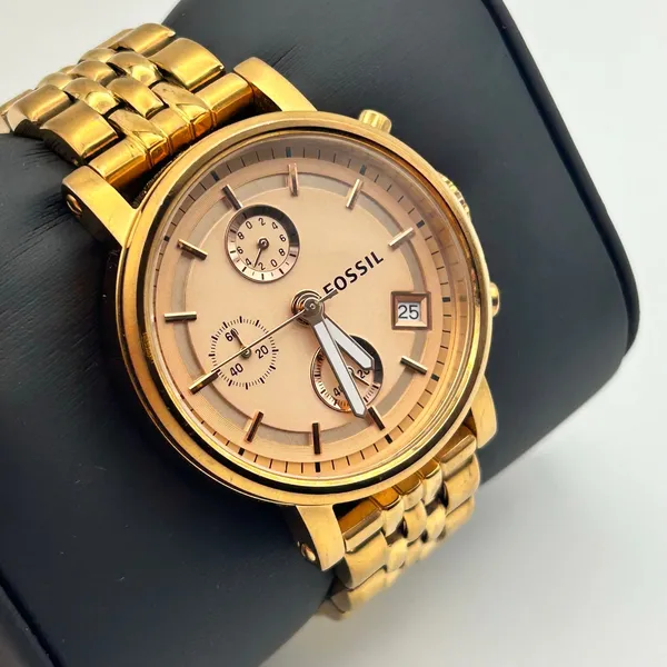 Fossil ES3380 Rose-gold St. Steel Women’s Chronograph Watch Working New Battery - Image 3