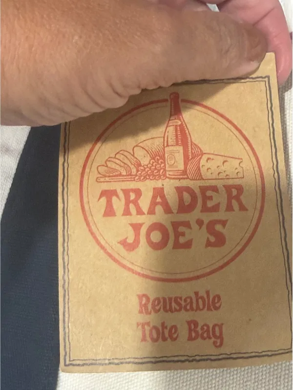 NWT Large Dark Blue Trader Joe's Canvas Reusable Tote Bag - Image 3