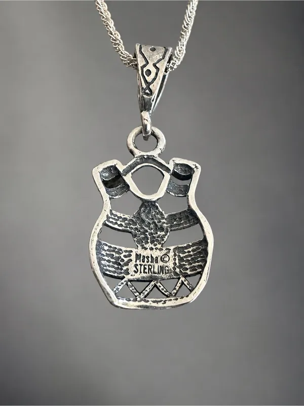 Vintage Native American Masha Wedding Vase Pendant Necklace Sterling Silver 925 - Image 2