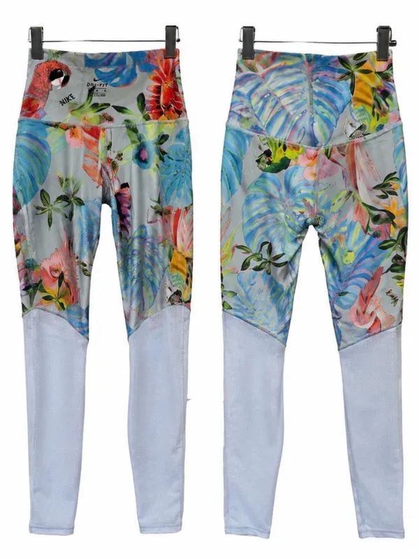 Nike Floral Multicolor & Light Blue Leggings - Image 2