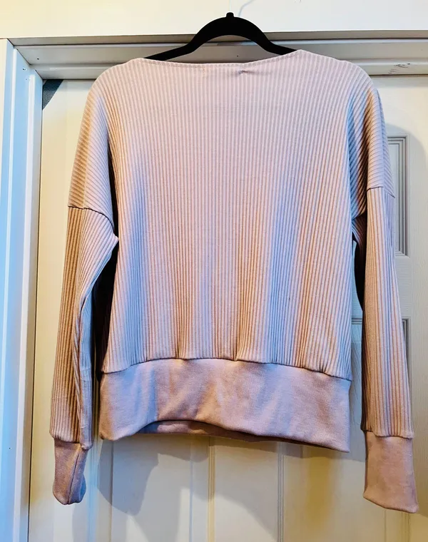 NWT- Lavender Taupe Grey Faux Wrap Sweater - Image 2