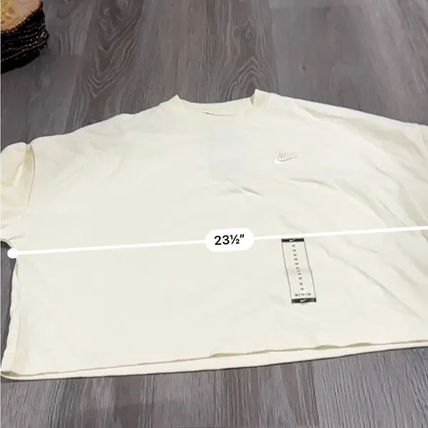 Nike‎ Solid Cream Long Sleeve Cropped Oversized Pullover Sweatshirt Size M NWT - Image 7