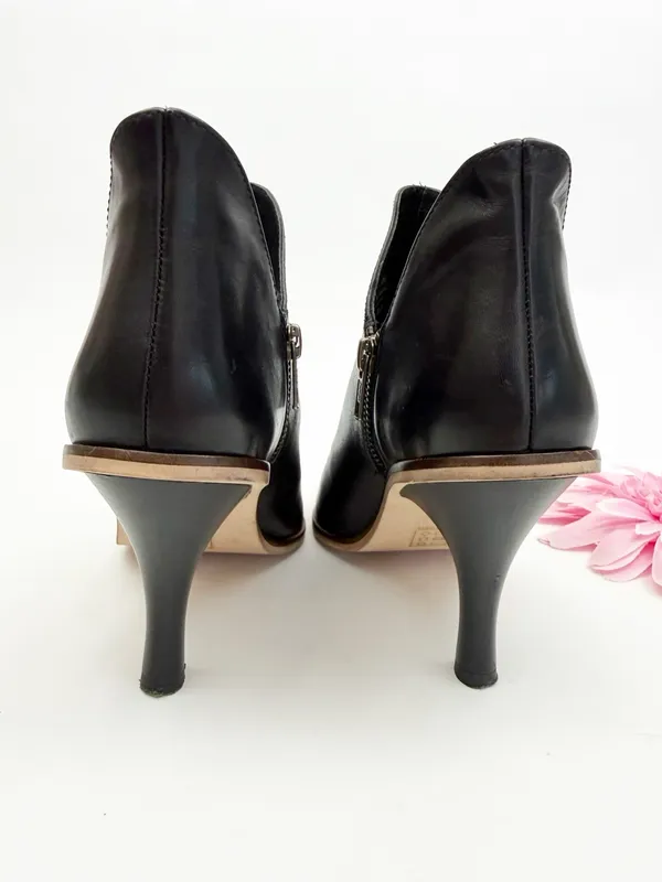 Free People Shiloh Heeled Ankle Boots Booties Black Leather - Image 7