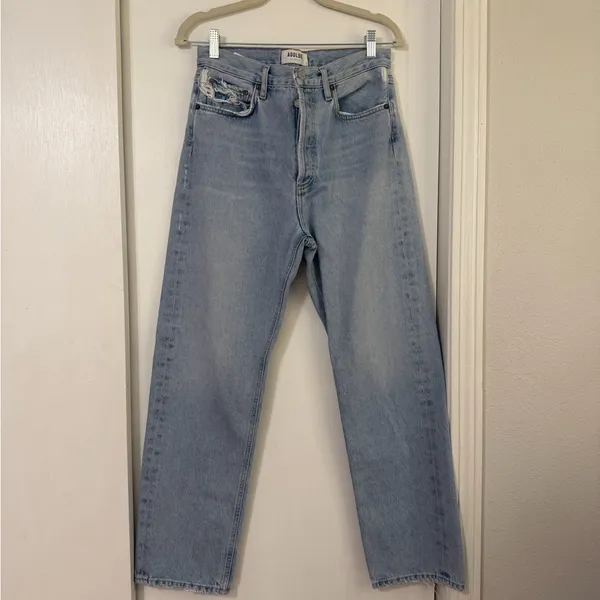 AGOLDE High-Rise Light Blue Straight Leg Jeans - Image 5