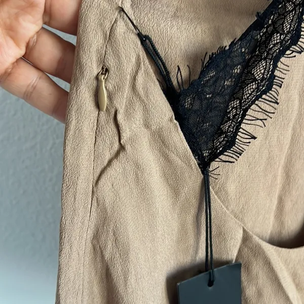 NWT For Love of Lemons Neutral Open Black Lace High Neck Tank Top XS - Image 4