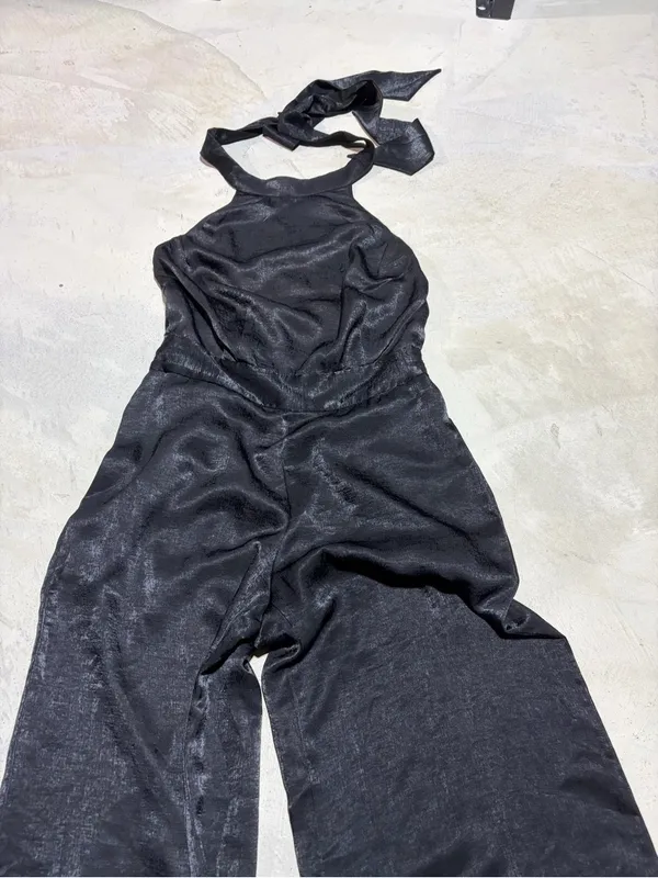 Misa Los Angeles Xandra Black Halter Wide-Leg Jumpsuit large - Image 5