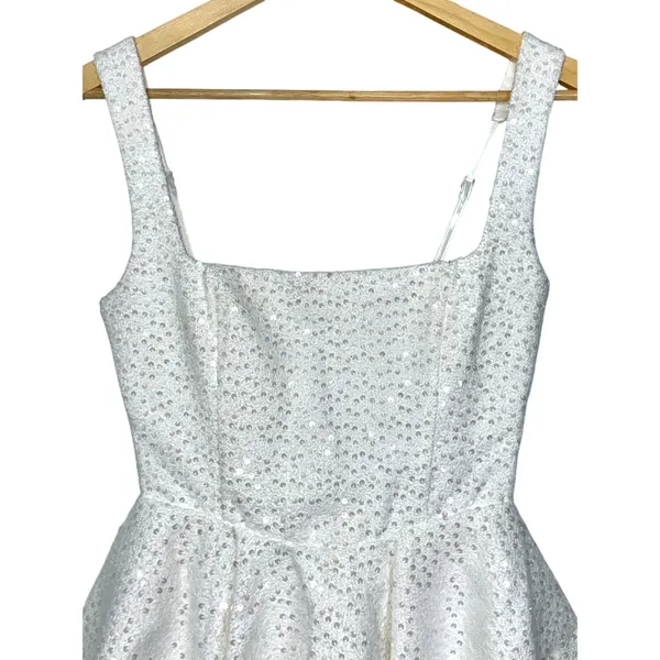 NWT Babyboo Dorothy Ivory Sequin Bow Square Neck Fit & Flare Mini Dress Size XS - Image 9
