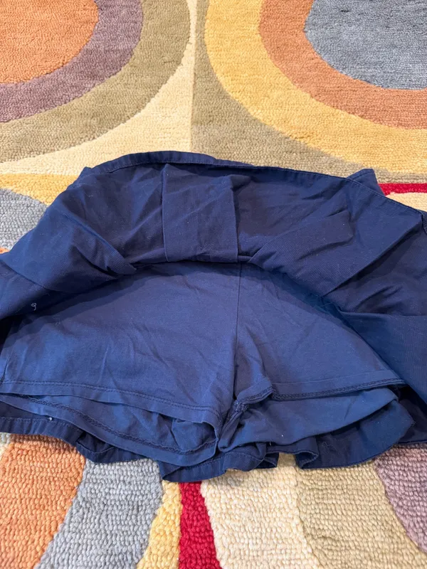 Garage Clothing Navy Blue Pleated Low Rise Mini Skort Built in Shorts Size XS - Image 2