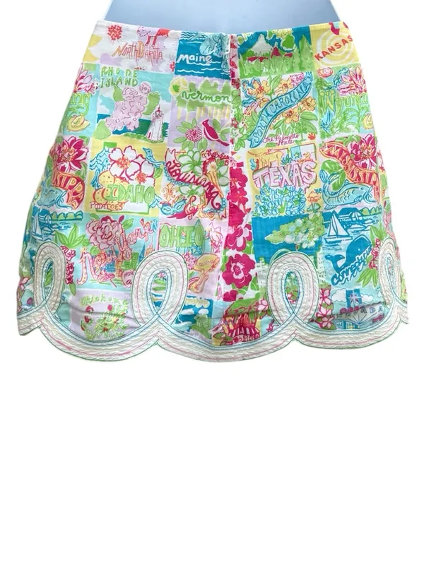 Lilly Pulitzer State of Mind print scalloped hem mini skirt - Image 2
