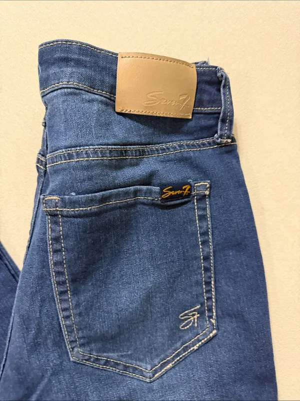 Seven7 Deep Blue Flare Wide-Leg Jeans - Image 9