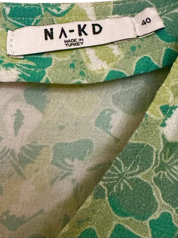 Anthropologie NA-KD Green Floral Balloon Sleeve Midi Dress Size 40 US M - Image 3