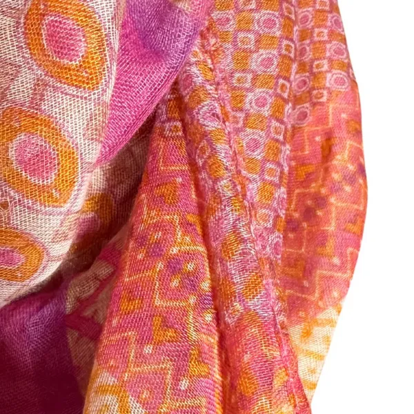 Colorful Lightweight Oversized Pink + Orange Infinity Scarf - Image 4