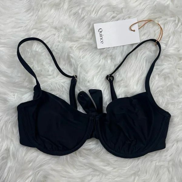 Quince Italian Demi Bikini Top Black Size Medium - Image 3