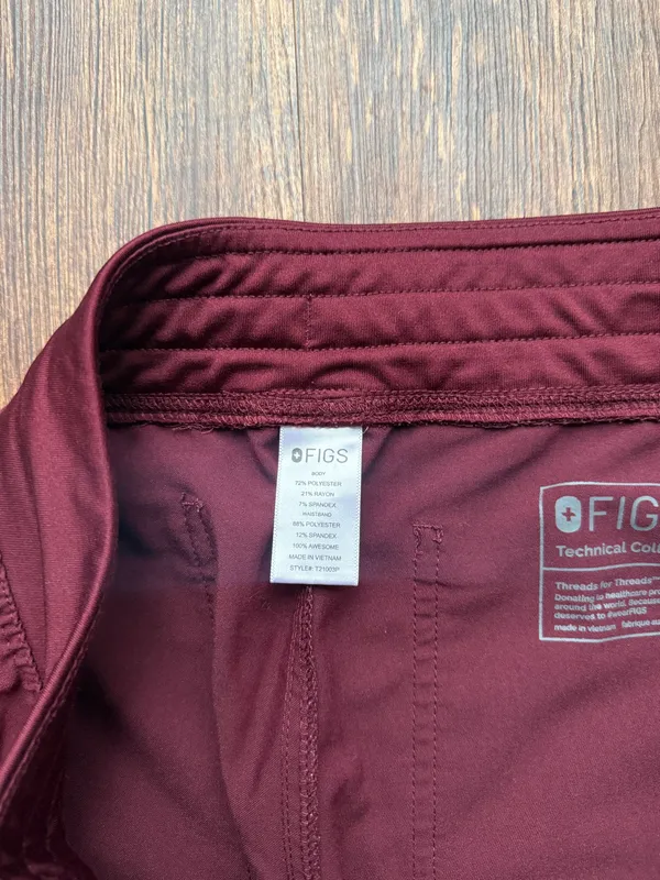 FIGS Women’s Burgundy Red Livingston Scrub Pants Hospital Nurse Medical- Size LP - Image 4