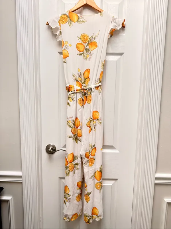 For‎ Love And Lemons Lemon Print Limonada Tie Waist Jumpsuit size Small - Image 9