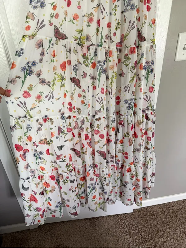 Ieena for Mac Duggal Floral Maxi Dress Gown Cottagecore Flowy Wedding Guest - Image 5