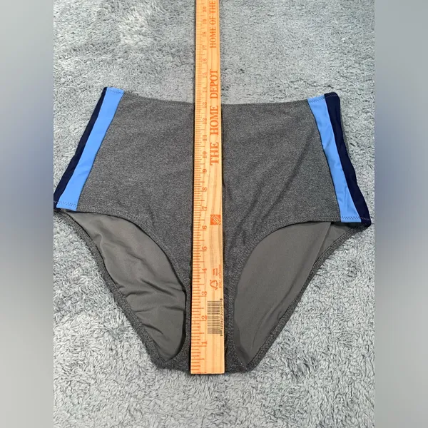 Aerie Gray and Blue Women's hi-rise Swim Bottom large - Image 5