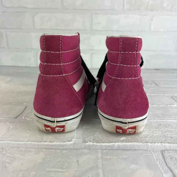 Vans Sk8-Hi Top Sneakers Pink Womens 9 Mens 7.5 Canvas Suede Lace Up Shoes 40EU‎ - Image 3