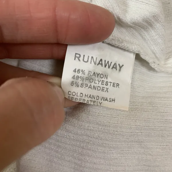 Runaway The Label White Off Shoulder Long Sleeve Ribbed Tie Front Crop Top‎ Boho Medium - Image 5