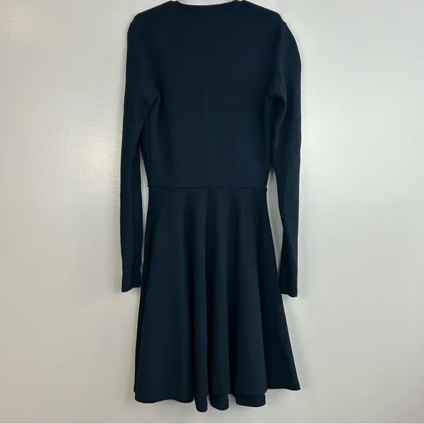 American Apparel Dark Blue Deep V-neck Long Sleeve Mini Fit & Flare Dress XS - Image 12