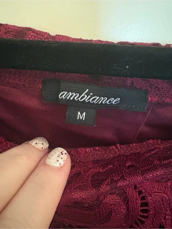 Ambience I Off-Shoulder Lace Sheath Dress in Burgundy NWT - Image 5