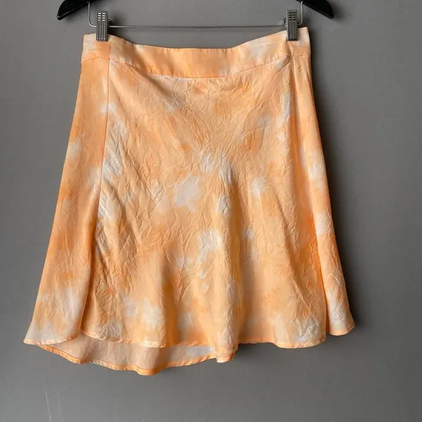 Free People sz 10 orange white mini flareBoho hippie skirt‎ - Image 2