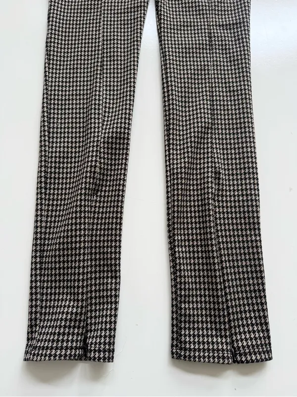 Zara Houndstooth Black/Tan High Rise Skinny Trousers Size Large - Image 5