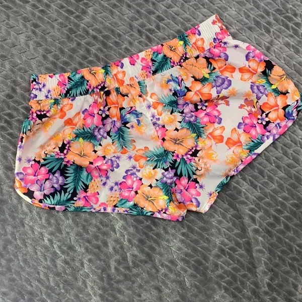 Ocean Pacific Floral Hawaiian Print White Board Shorts Swim Shorts Size L (11-13) - Image 3