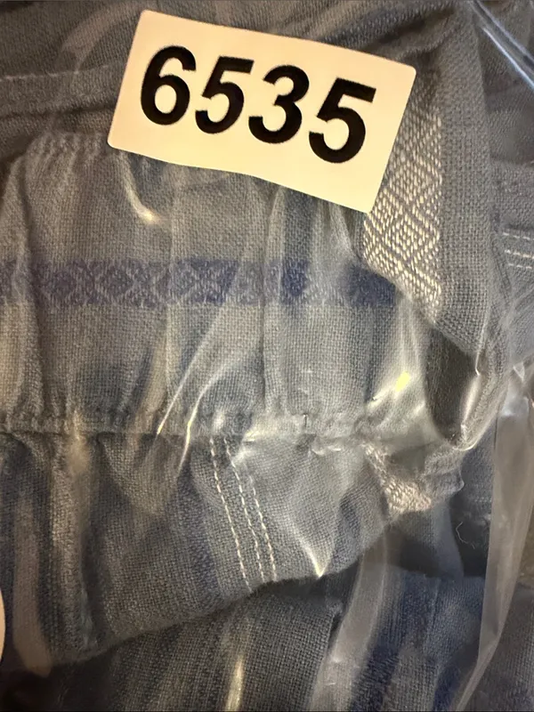 Anthropologie Blue Striped Cropped Wide-Leg Linen Pants Size Medium - Image 9