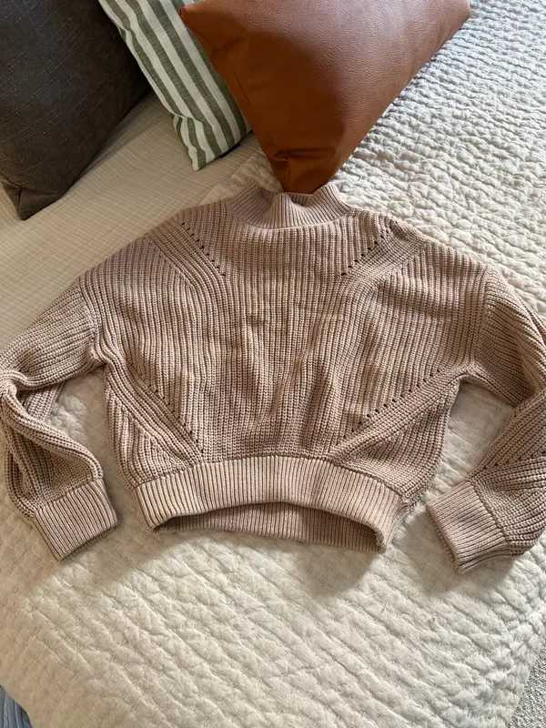 Forever 21 Tan open back mock neck knit sweater - Image 5